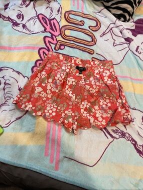 Jessica Simpson Coral Floral Ruffle Hem Skort
